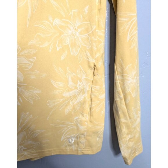 Hang Ten Womens XL Yellow Floral Long Sleeve Top shirt UV Protection Zipper Pock - Picture 5 of 10